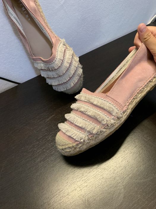 Espadrile noi piele intoarsa roz pal