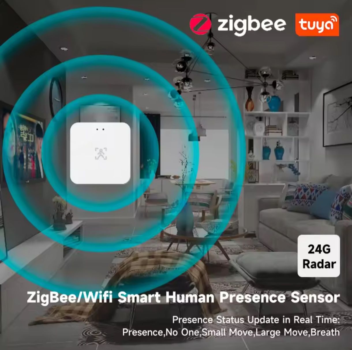 Tuya Smart WiFi или Zigbee сензор за човешко присъствие 24G MmWave