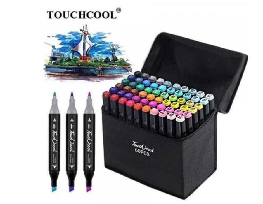 Комплект двустранни маркери с алкохолна основа + калъф за съхранение