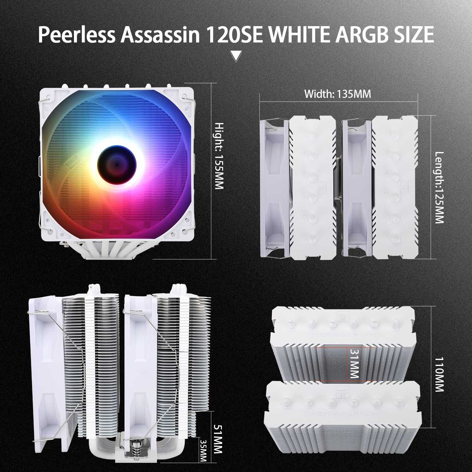 Cooler Procesor Thermalright Peerless Assassin 120 SE ARGB White