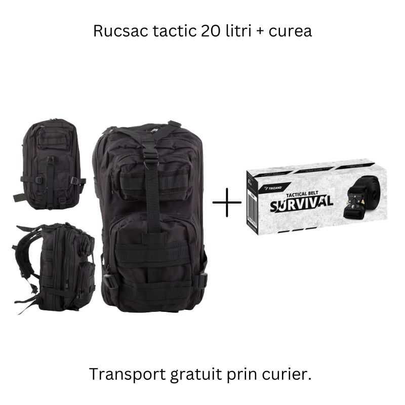 Rucsac tactic negru si curea - transport gratuit prin curier