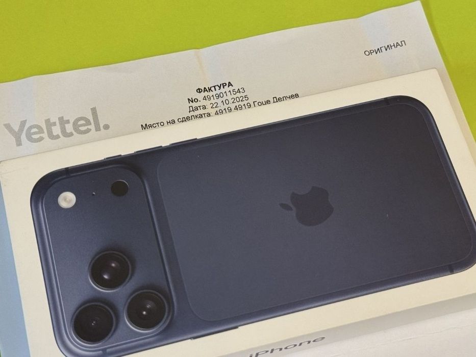ЗАПЕЧАТАН 256GB iPhone 17 Pro Max Yettel Гаранция 2028 Deep Blue / Син