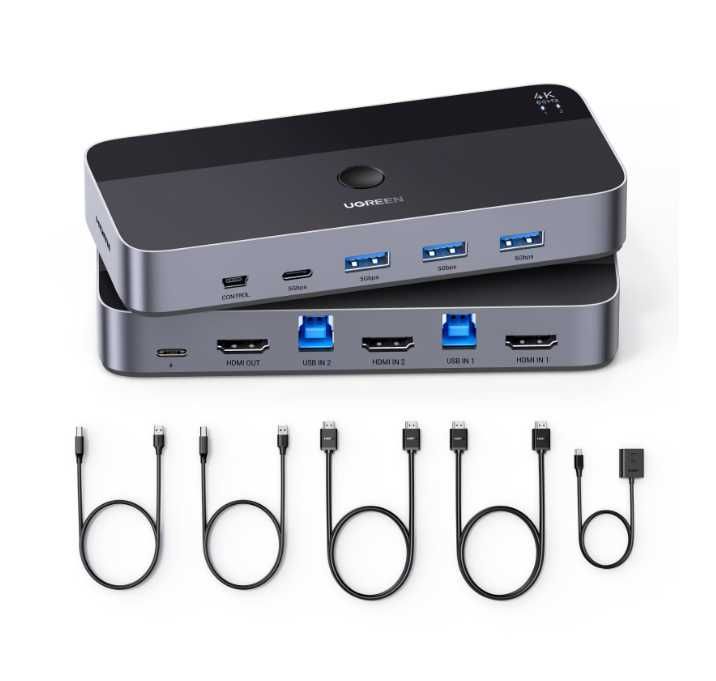 Comutator switch Kvm Ugreen Hdmi 2.0 4K-60Hz,Usb 3.0+USB C,2 PC-uri