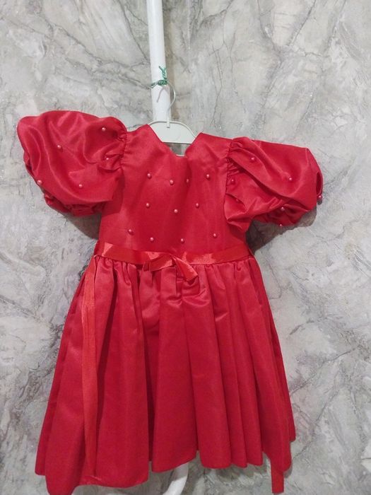 Новогодний платье красный и белый детский