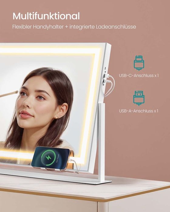 LED огледало за гримиране с тъчскрийн контрол SONGMICS