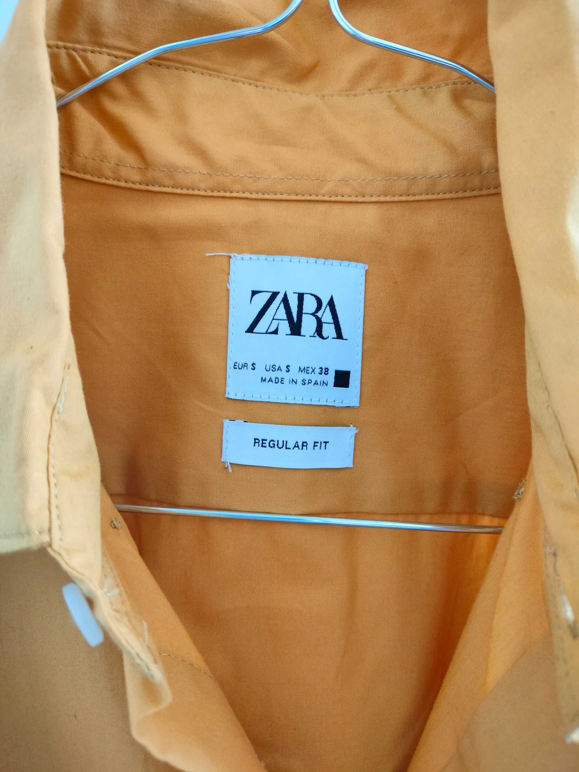 Мъжка риза Zara в цвят горчица