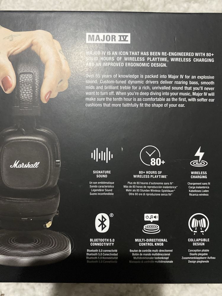 Casti audio On ear Marshall Major IV, Bluetooth, negru