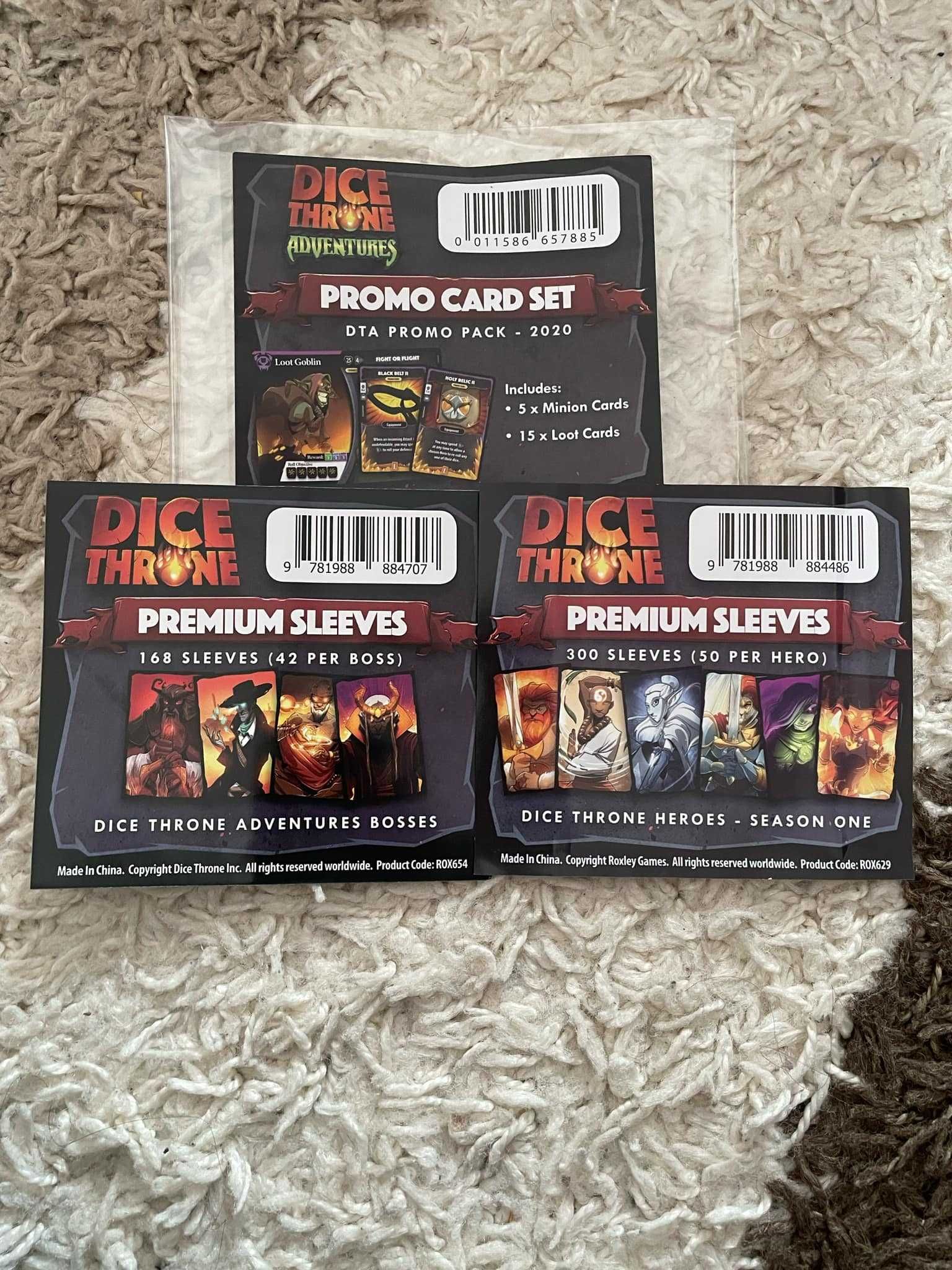 Dice Throne Adventures & Season 1 Rerolled. Fully sleeved + promos.