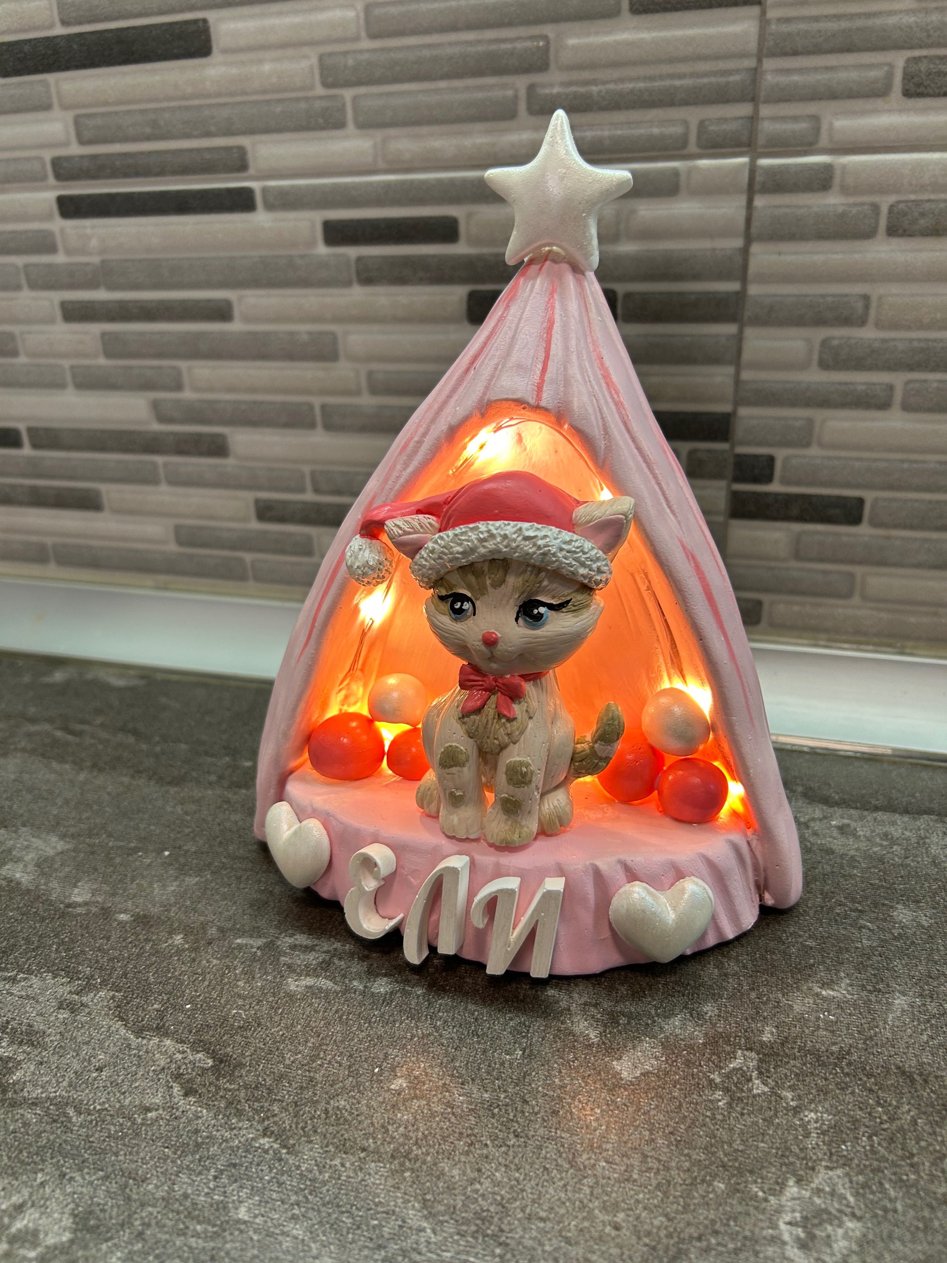 Детска лампа палатка с коте