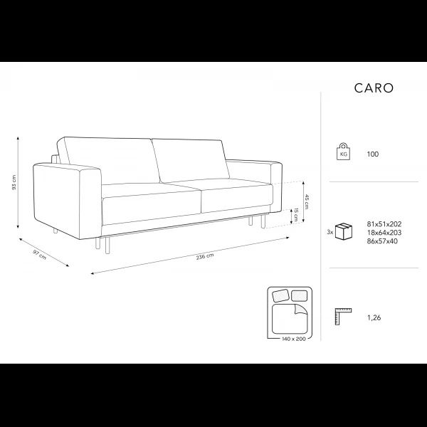 Canapea extensibila 3 locuri spatiu depozitare bej deschis 236cm