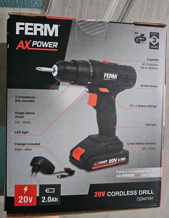 Bormașina cu acumulator FERM sigilată