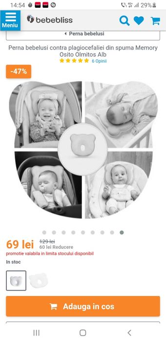 Perna pt bebe impotriva plagioencefalie din spuma Memory Osi