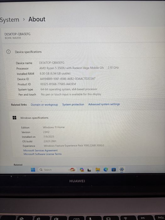 Huawei Matebook 15• Ryzen 5• Bateria 5 ore
