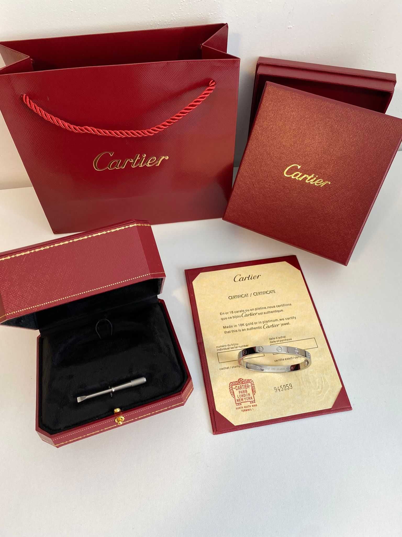 Brățară Cartier LOVE 21 White Gold 750 cu Cutie