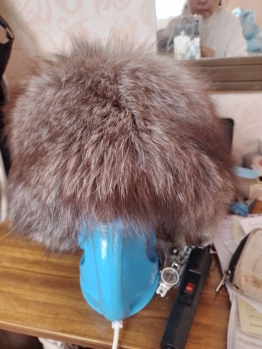 Шапка чернобурка серая