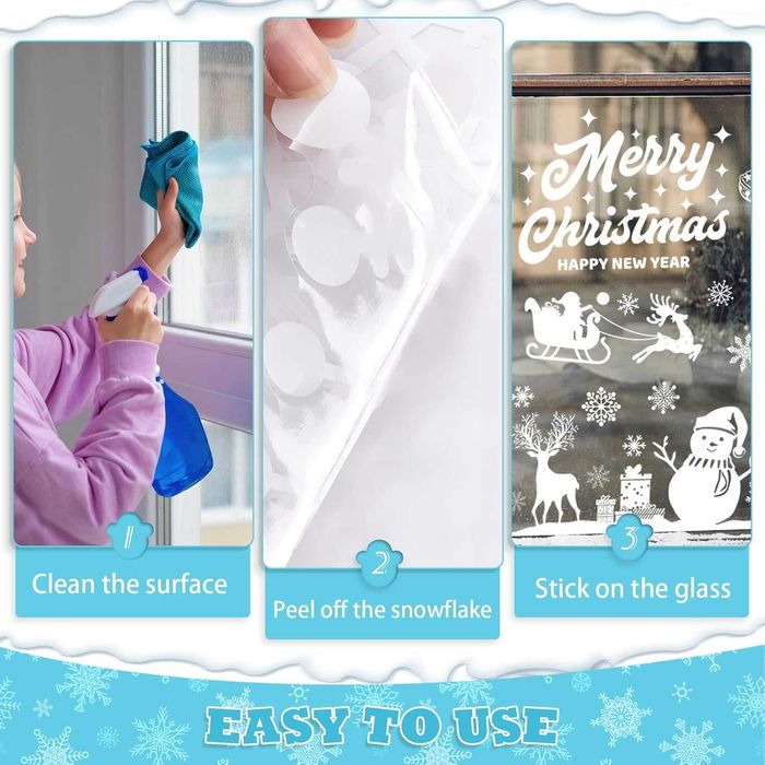 Set 9 coli autocolante 19x29cm, stickere pentru fereastra de Craciun