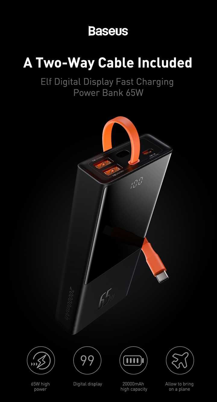 Baseus Elf PD 65W Power Bank 20000mAh For Laptop/Macbook/Ultrabook
