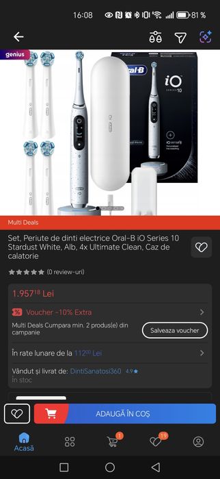 Periuța de dinți Oral B seria 10 noua sigilata