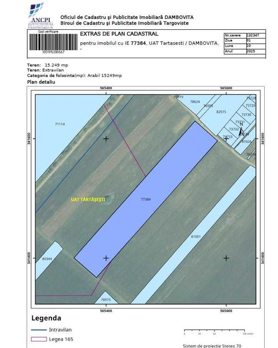 teren Tartasesti, ideal investitie, deschidere 50 ml, plan secundar