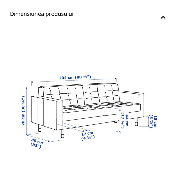Canapea Ikea cu 3 locuri + taburet extra