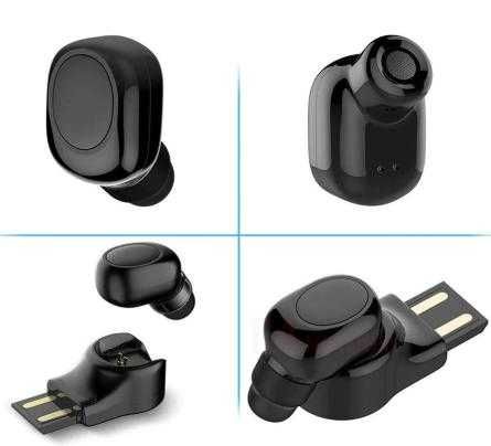 Безжична Скрита Слушалка On-Ear Микрофон Смартфон Bluetooth Хендсфрий