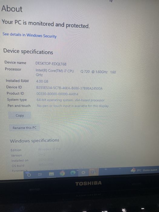 Laptop Toshiba satellite A660