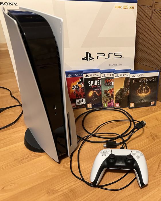 PS5 +1 джойстик + 5 игри