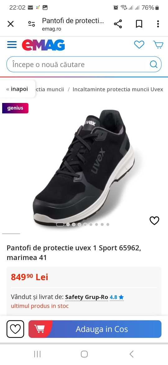Pantofi de protectie uvex 1 Sport 65962