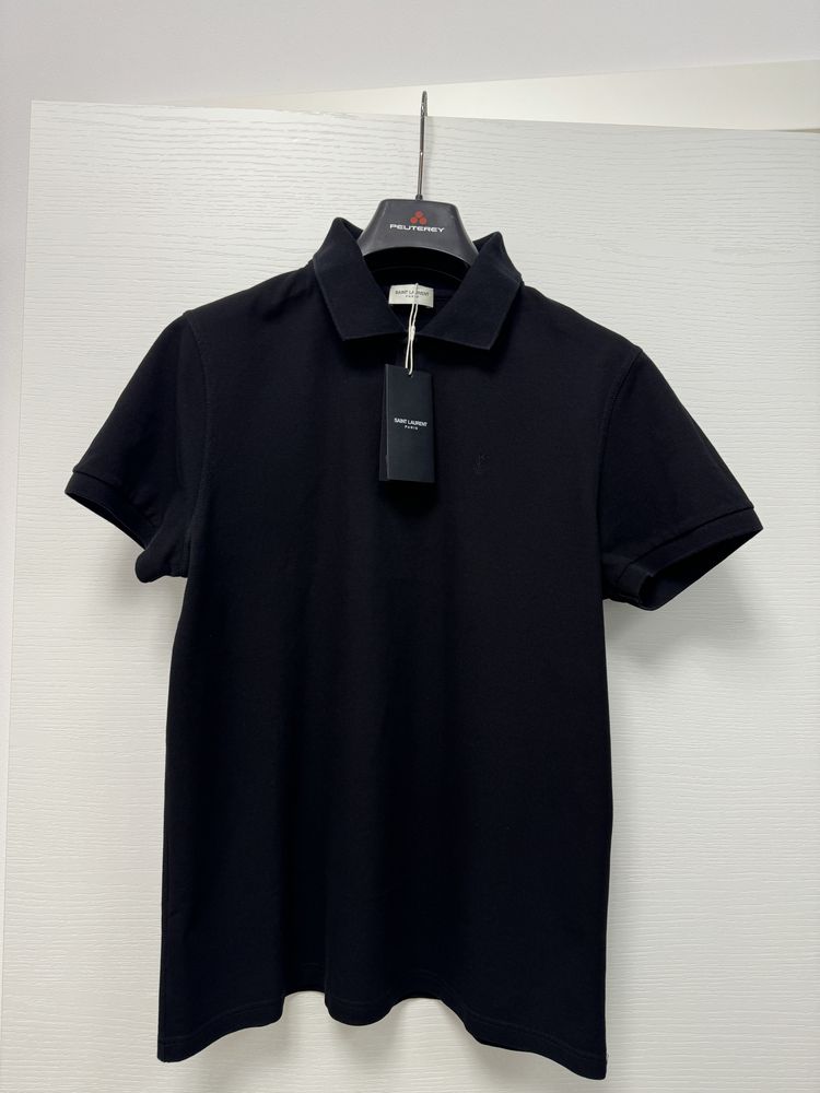 Tricou Saint Laurent, stil polo, barbati, marimea M, negru, nou