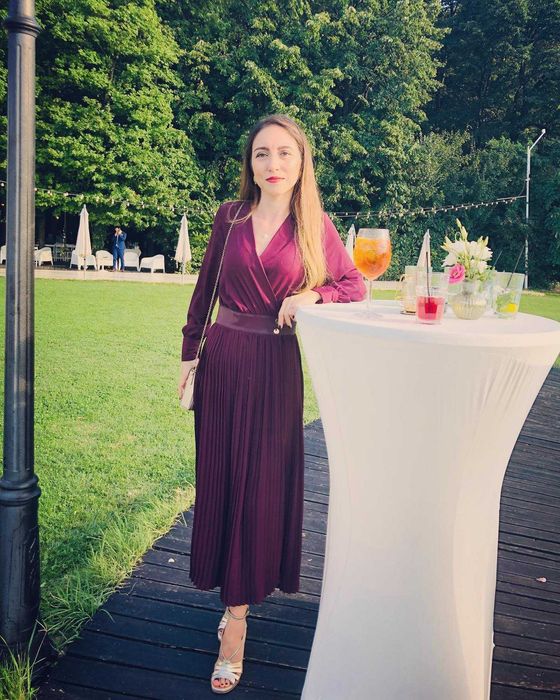 Rochie Zara XS plisata grena - 80 Ron