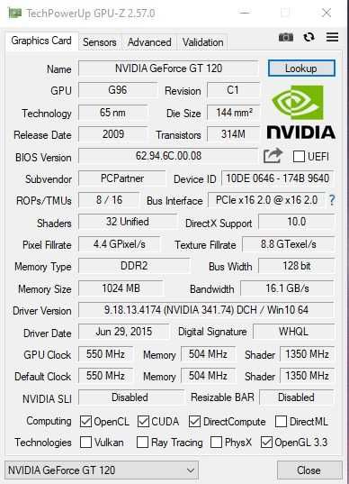 Placa video SFF Nvidia GT 120 ,1G DDR2 128 bit HDMI DVI