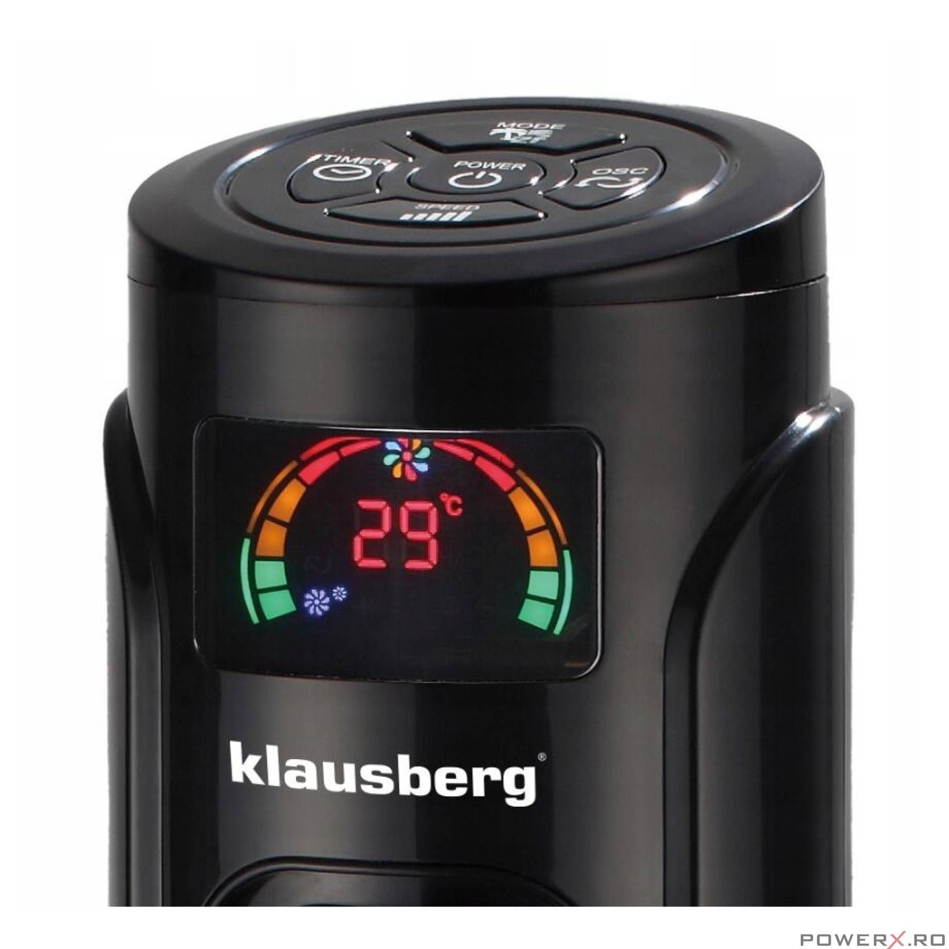 Ventilator coloana cu telecomanda, negru, 120 cm, Klausberg