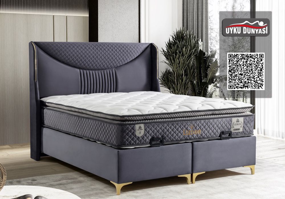 Тапицирано легло Lizbon Сив Диамант