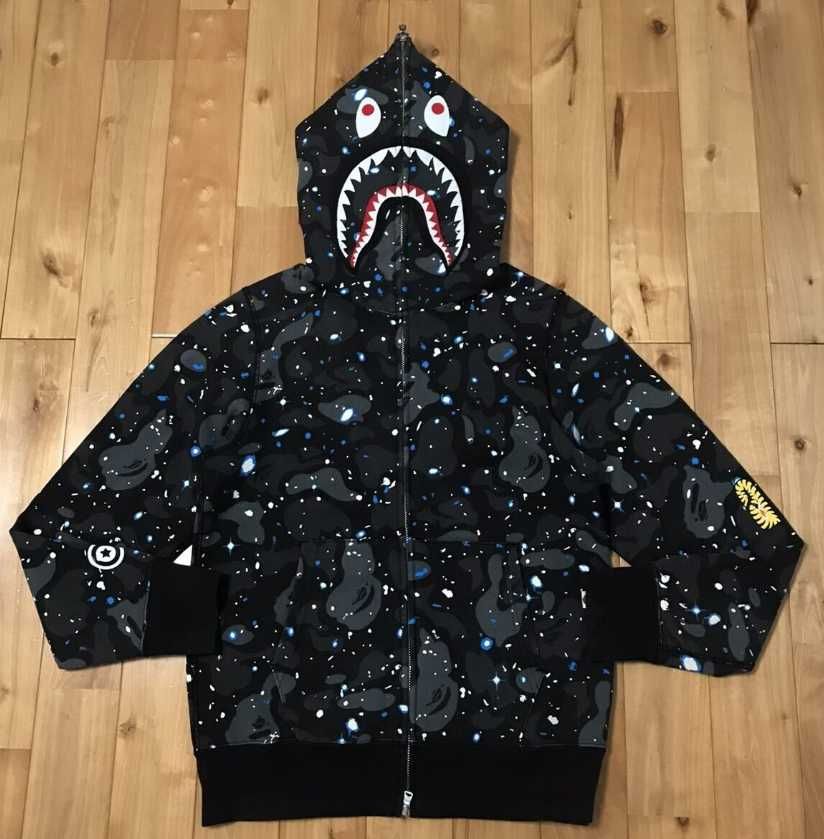 BAPE Glow in the Dark space camo Shark full zip hoodie A Bathing Ape