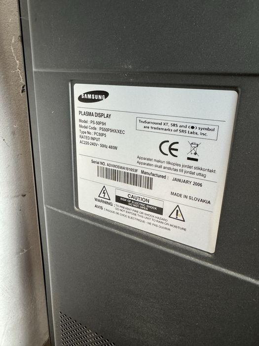 Samsung Diplay model PS-50P5H in stare flarte buna!