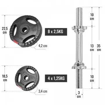 Set gantere reglabile din ciment cu grip 30kg