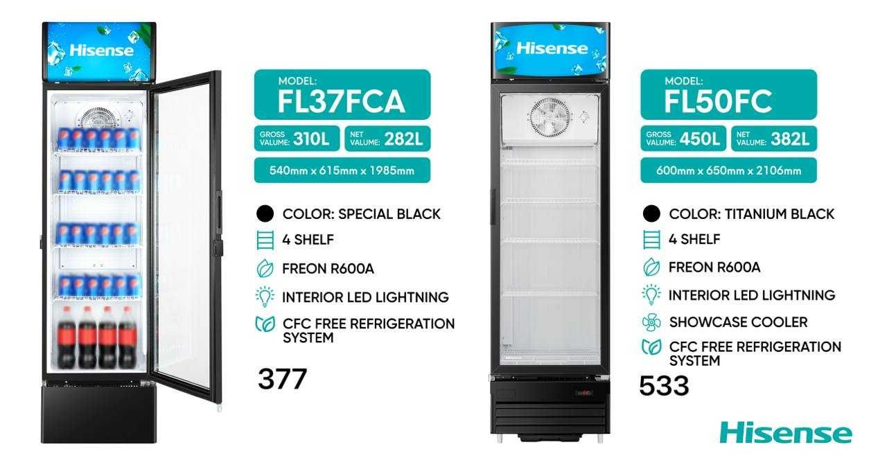 Витринный мощный холодильник Hisense FL37FCA New 2025 Inverter