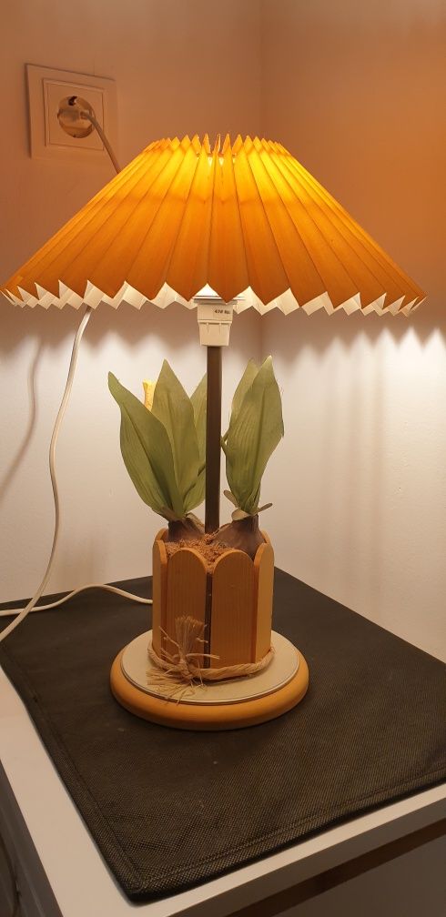 Lampa veioza vintage colectie lemn alama Franta 1970 Du Bois