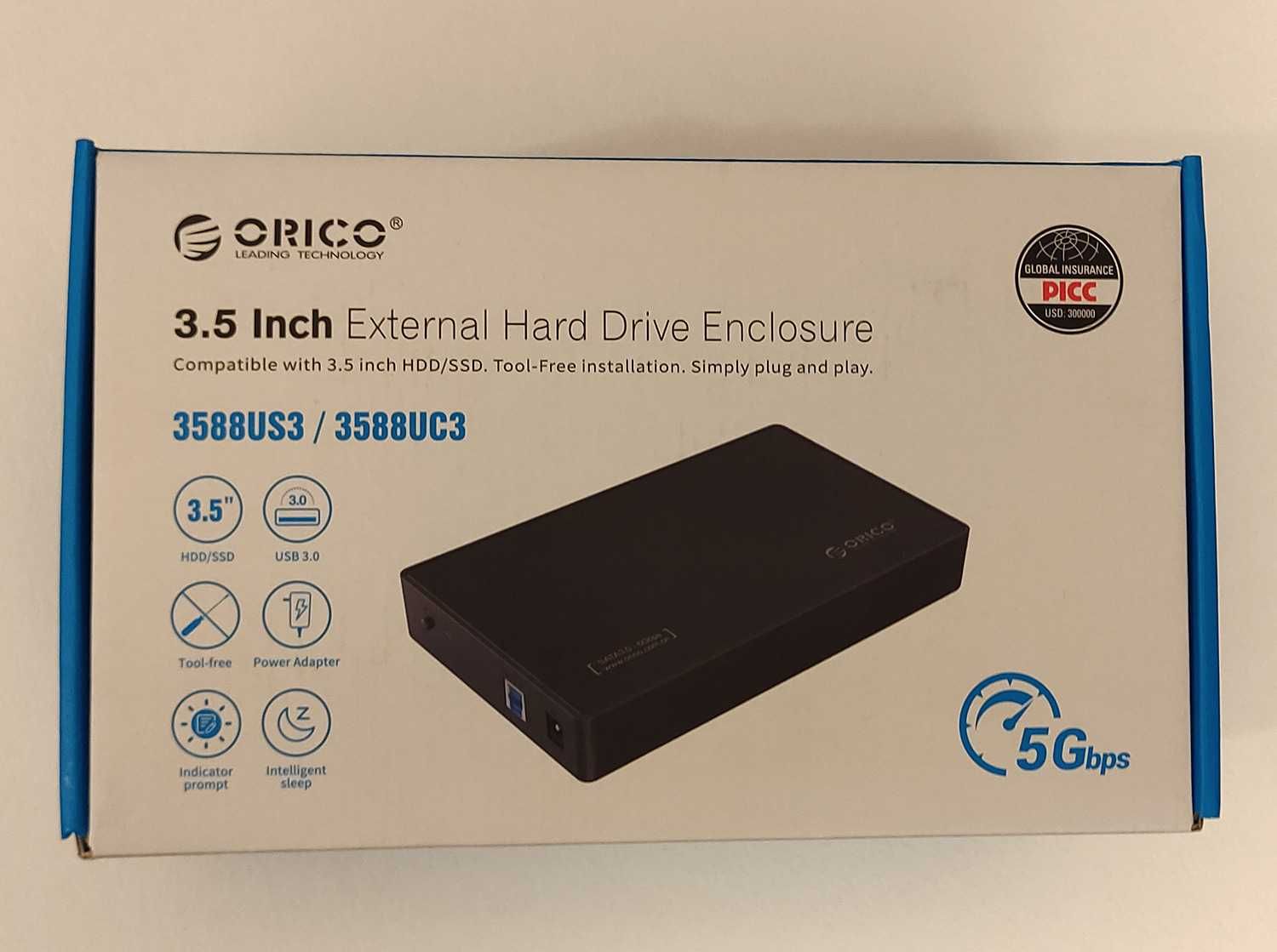 USB 3.0 внешний бокс для жесткого диска 3.5''/2.5'' Orico (как новый)