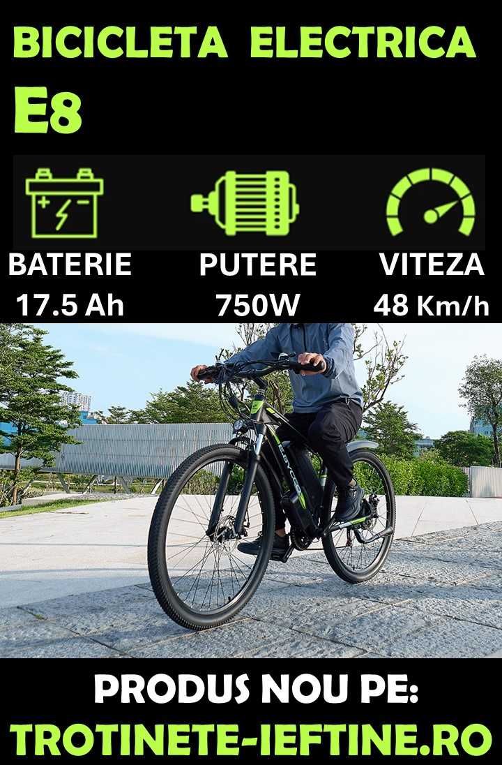 Bicicleta Electrica E8: , Baterie de 48V 17.5Ah, Autonomie de 70km