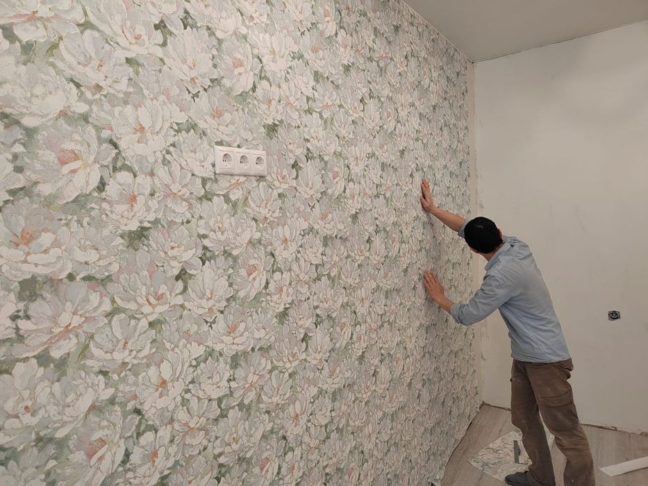 поклейка обоев/Oboy yopishtiramiz