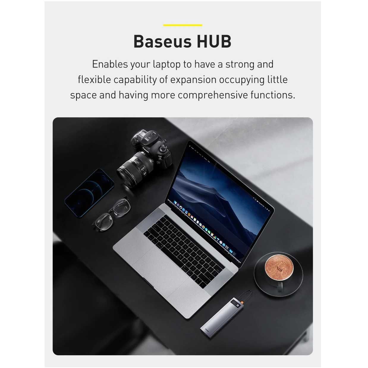 Преходник Baseus, Хъб за Macbook, USB-3.0, HDMI 4K HD, RJ-45, TF Card