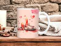 Cana personalizata, Valentine's day, Lumanari, Ceramica, Alb, 350 ml