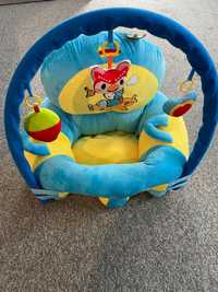 Барбарон за бебе с играчки, син и жълт цвят