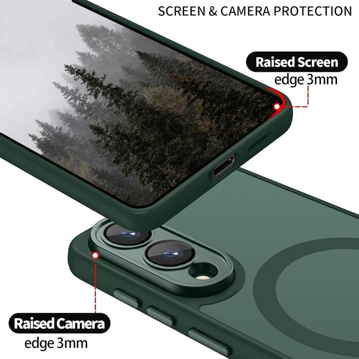 Матов magsafe кейс за samsung galaxy s25 edge - зелен