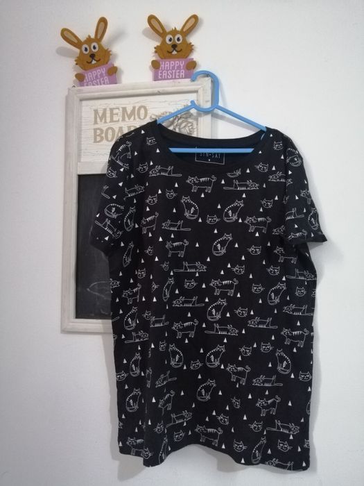 Tricou nou negru Sinsay model cu pisici dama marimea M/L
