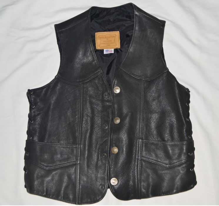 Кожаная жилетка байкер мото