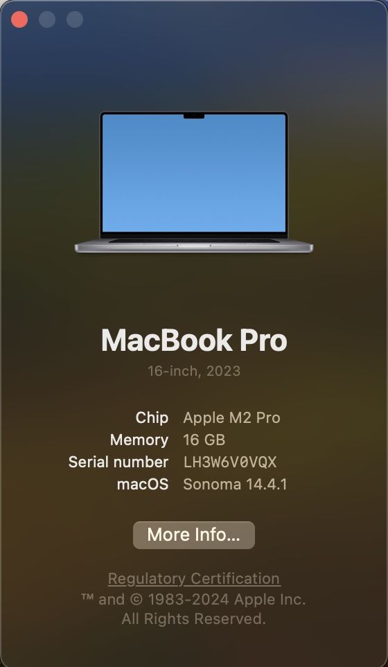 Macbook Pro M2, 16”