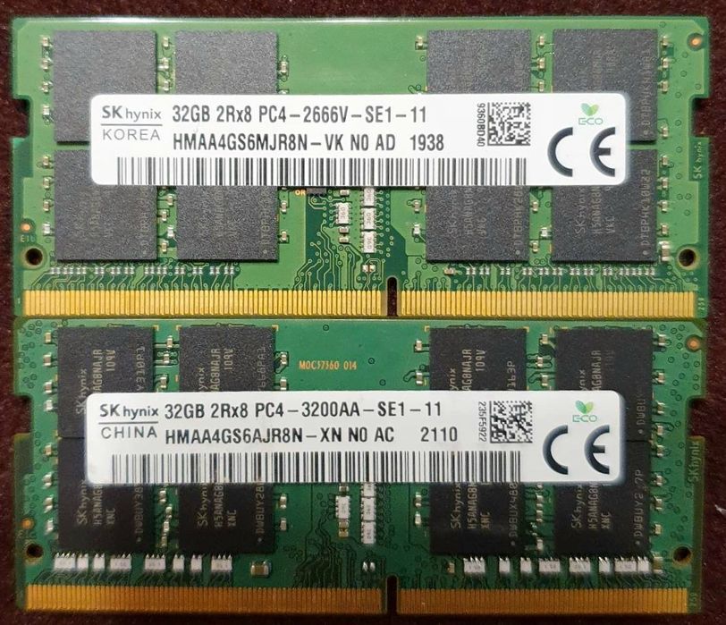 Samsung 32GB DDR4 3200MHz и 2666MHz RAM за лаптоп