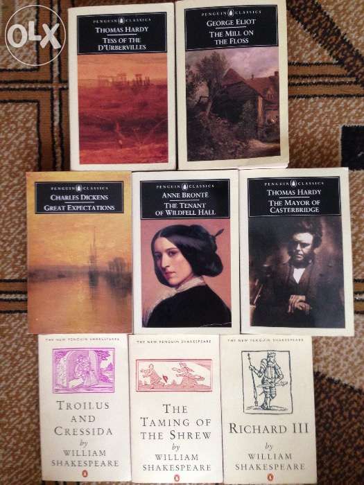 Shakespeare,Bronte,Thomas Hardy,Dickens,George Eliot books